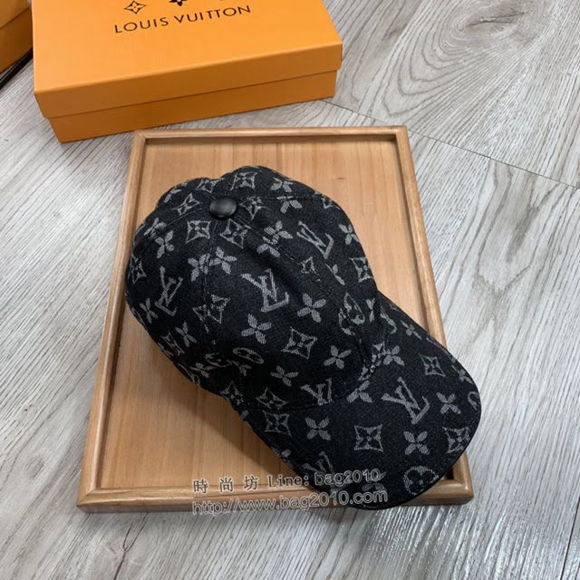 LV男女同款帽子 路易威登水洗牛仔印花棒球帽鴨舌帽  mm1763